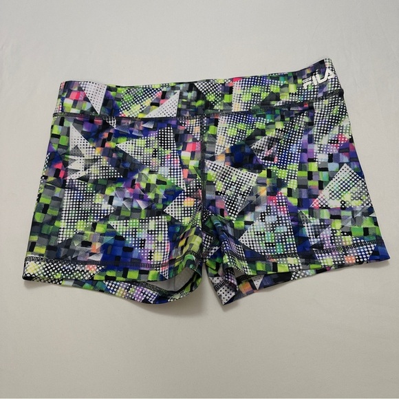 FILA Pink MULTI COLOR GEOMETRIC PERFORMANCE RUNNING/WALKING SHORT SIZE L - Picture 2 of 5